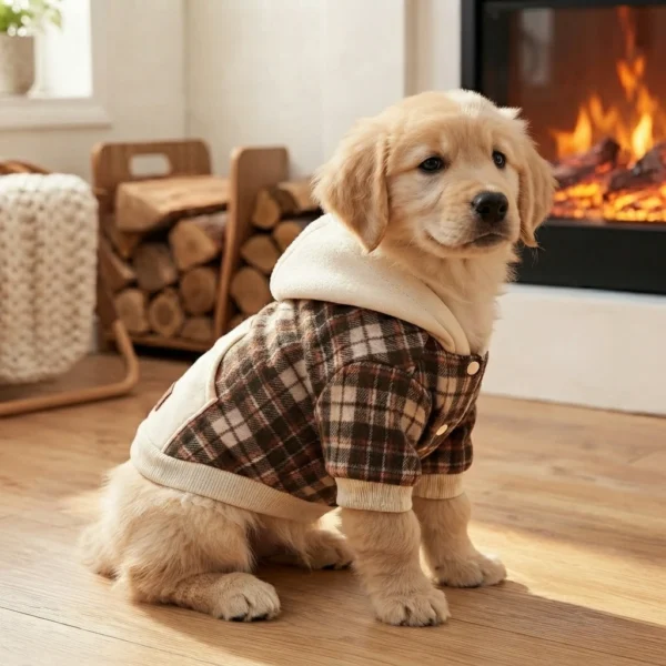 Apricot Contrast Plaid Dog Sweatshirt