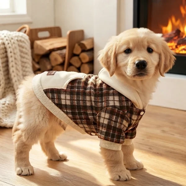 Apricot contrast plaid dog