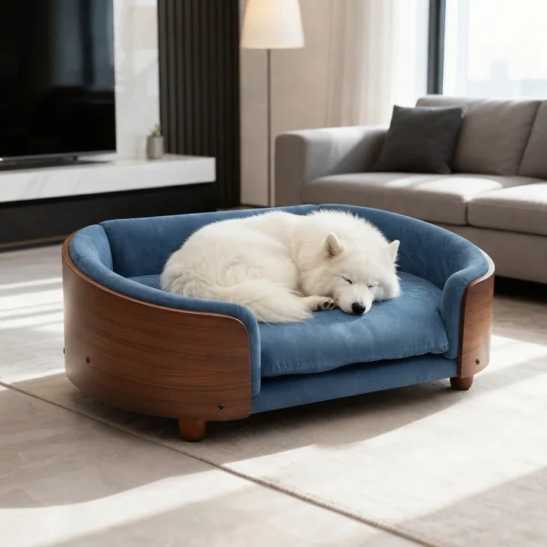 Avery solid wood dog bed for comfortable pet sleeping