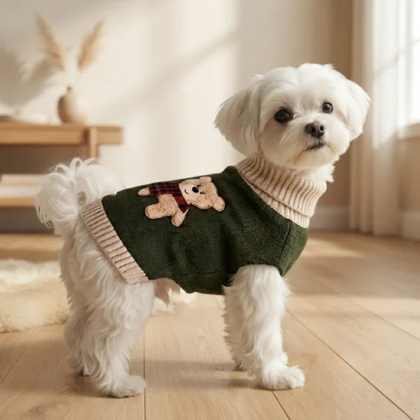 bear-knit-turtleneck-dog-sweater Bear knit turtleneck dog sweater