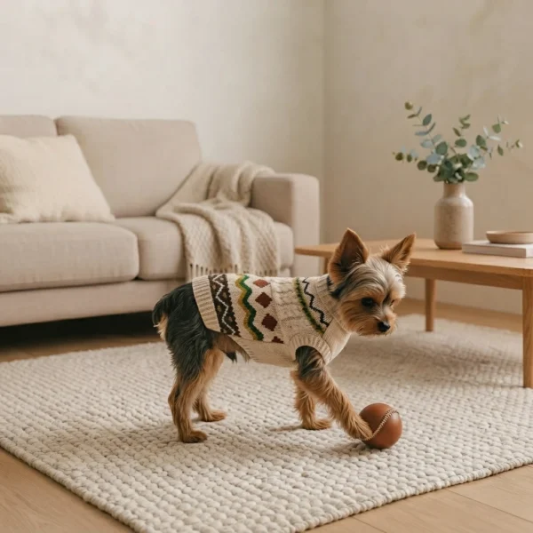 Beige Cozy Knit Turtleneck Dog Sweater