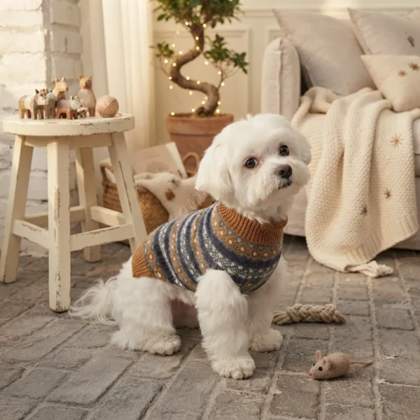 blue-brown-striped-dog-sweater Theo Blue & Brown Striped Dog Sweater