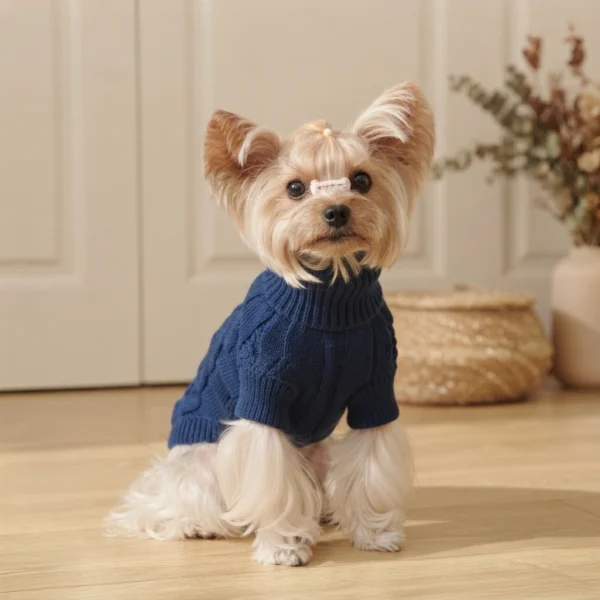 Blue cozy knit dog hoodie