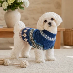 blue-diamond-cable-knit-dog-sweater Blue diamond cable knit dog sweater