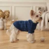 Blue Twisted Knit Dog Hoodie
