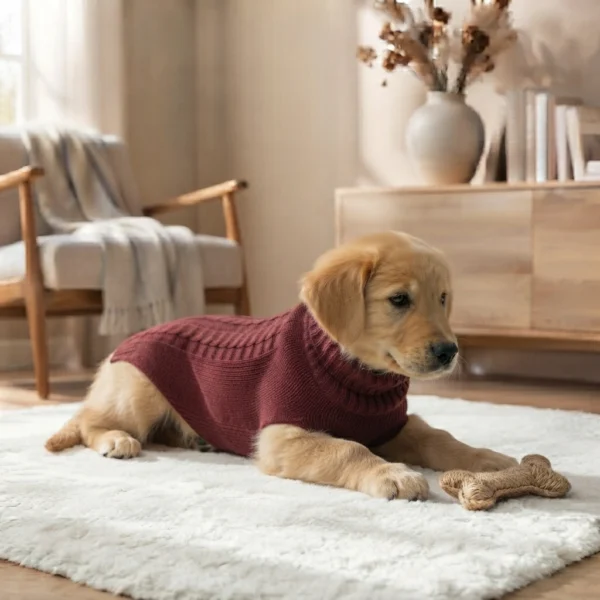 Burgundy Knit Turtleneck Dog Sweater