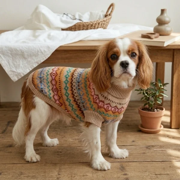 Coffee Nordic striped knit dog sweater
