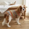 Coffee striped knit sweater for dogs