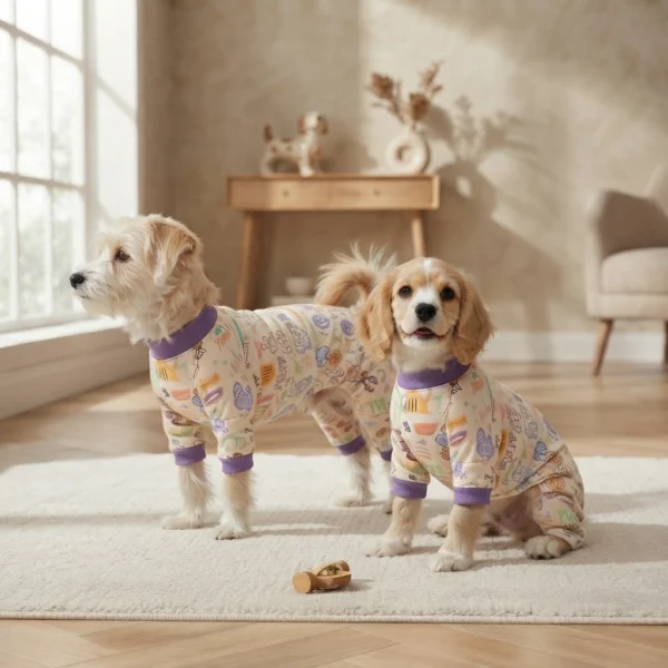 dark-violet-cartoon-dog-pjs Dark violet cartoon pajamas for dogs