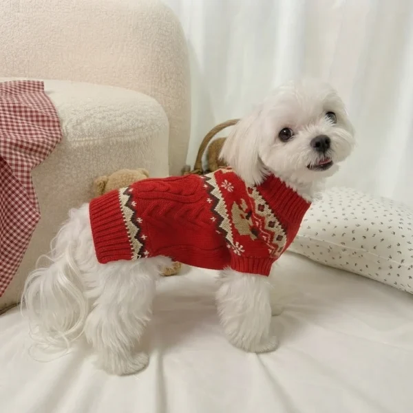festive-red-reindeer-dog-sweater Festive red reindeer dog sweater