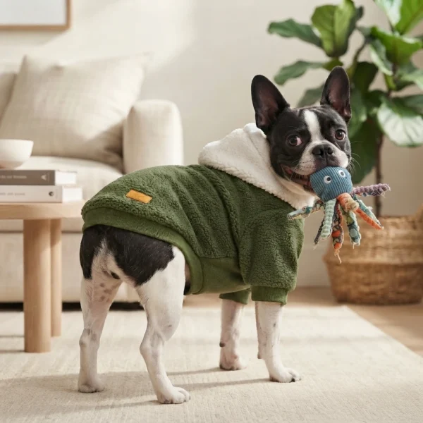 Fleece lined pet hoodie for dogs