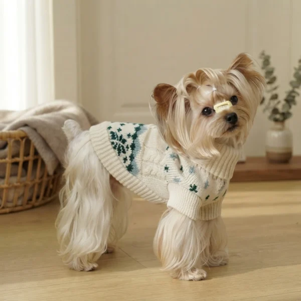 green-aspen-snowflake-dog-sweater Green Aspen snowflake dog sweater