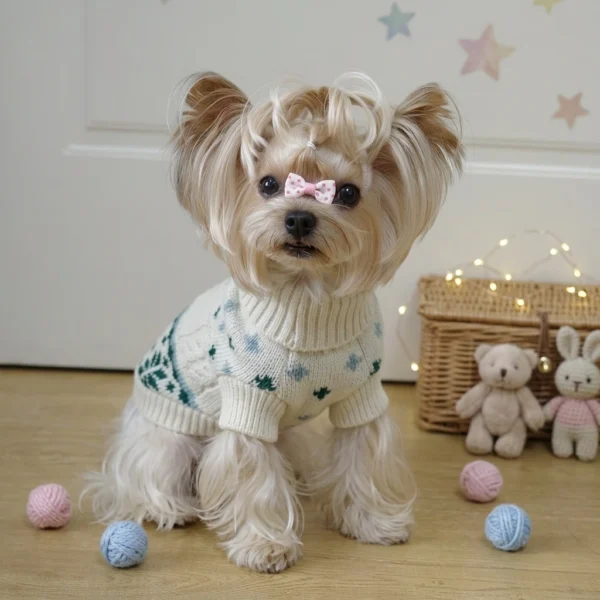 green-christmas-snowflake-dog-sweater Green Christmas snowflake dog sweater