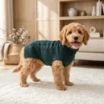 Green Navy Knit Turtleneck Dog Sweater
