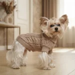 Khaki Twisted Knit Dog Hoodie