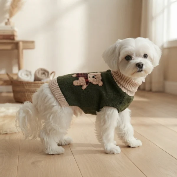 knit-bear-dog-sweater Bear Knit Turtleneck Dog Sweater