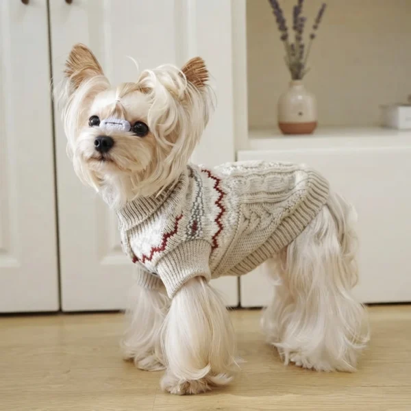 light-khaki-cozy-dog-sweater Light Khaki High Neck Dog Sweater