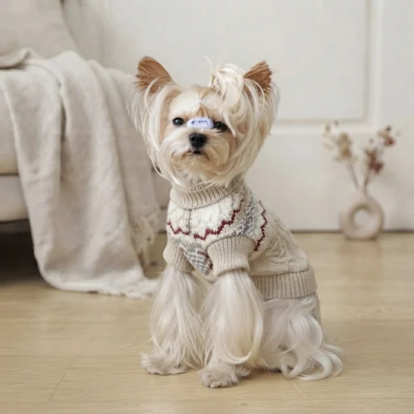 light-khaki-high-neck-dog-sweater Light khaki high neck dog sweater