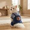 Navy blue fleece overalls for dogs