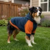 Navy Blue Orange Fleece Dog Hoodie