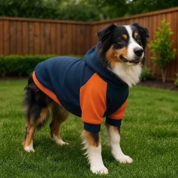 Navy blue orange hoodie for dogs