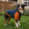 Navy Blue Orange Fleece Dog Hoodie