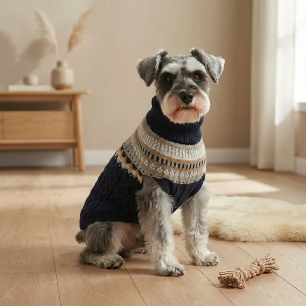 navy-warm-knit-dog-sweater Warm navy knit sweater for dogs