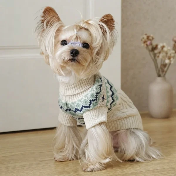 off-white-cozy-dog-sweater Cozy off white dog sweater