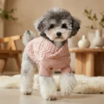 Pale Pinkish Gray Cable Knit Dog Sweater