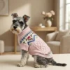 pink-knit-flower-dog-sweater Pink Flower Knit Dog Sweater