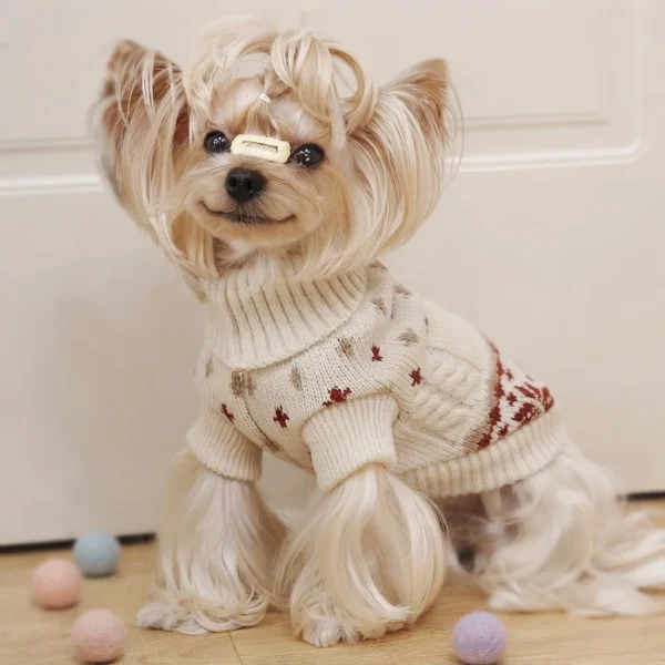 red-cable-knit-dog-sweater Red Aspen Snowflake Dog Sweater