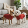 red-cable-knit-dog-sweater Red Classic Cable Knit Dog Sweater