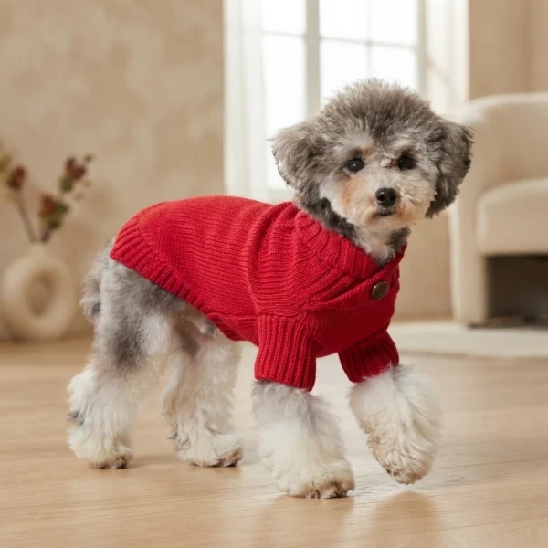 red-cable-knit-pet-sweater Red cable knit pet sweater