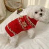 red-christmas-knit-dog-sweater Red Christmas knit dog sweater