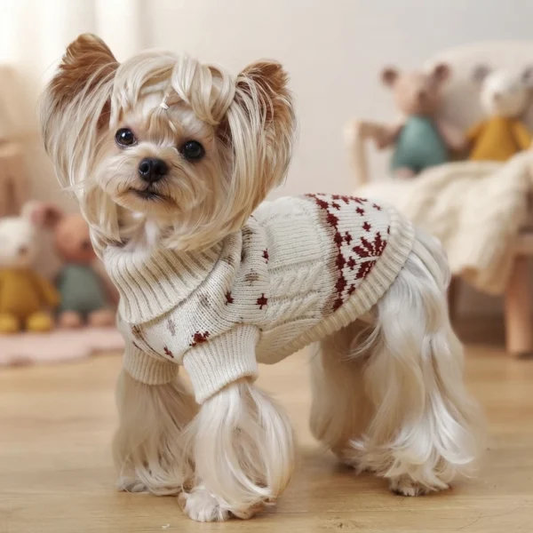 red-christmas-snowflake-dog-sweater Red Aspen Snowflake Dog Sweater