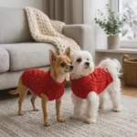 Red Classic Cable Knit Dog Sweater