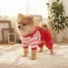 red-fleece-dog-overalls Red Bear Fleece Dog Overalls