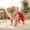 red-fleece-pet-overalls Red Bear Fleece Dog Overalls