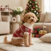 Red holiday flower knit dog sweater