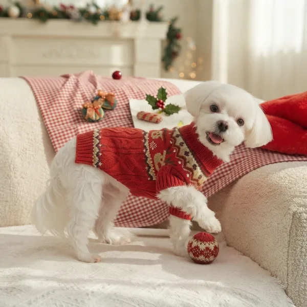 red-holiday-reindeer-dog-sweater Red holiday reindeer dog sweater