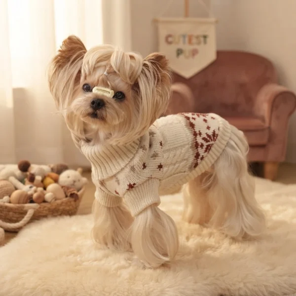 red-snowflake-knit-dog-sweater Red snowflake knit dog sweater