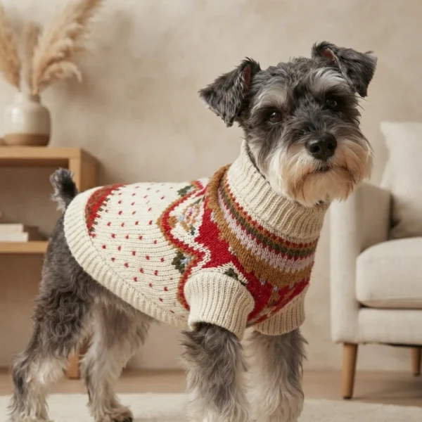 Red and white winter dog sweater