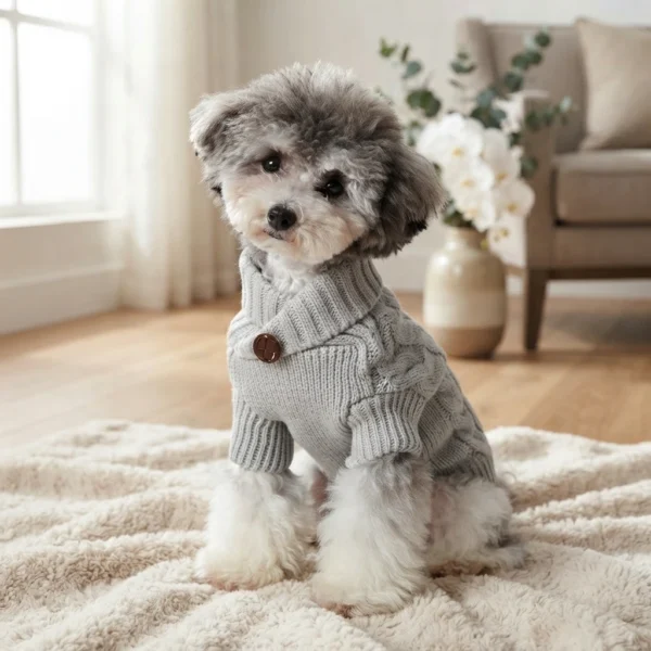 space-gray-cable-knit-dog-sweater Space gray cable knit dog sweater