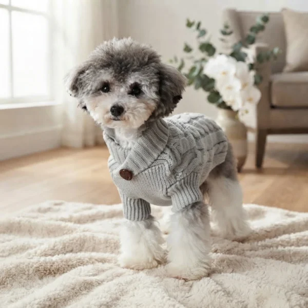 space-gray-cozy-dog-sweater Space Gray Cable Knit Dog Sweater