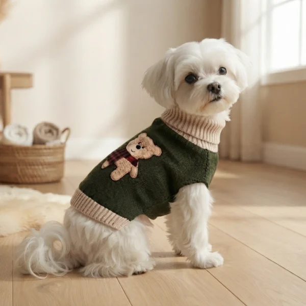 turtleneck-bear-dog-sweater Bear turtleneck sweater for dogs