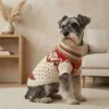 White dog sweater with red flowers