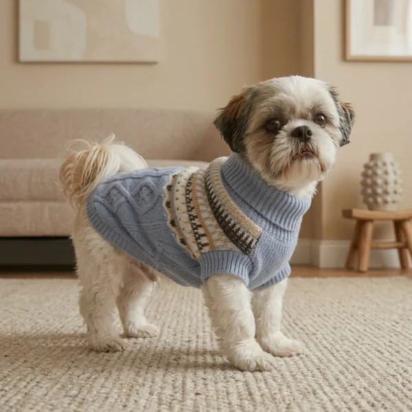 blue-cable-knit-dog-sweater Blue cable knit dog sweater
