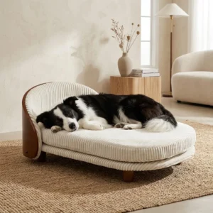 Oakley wooden elevated dog bed with a raised design